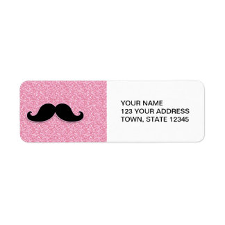 GIRLY BLACK MUSTACHE PINK GLITTER PRINTED