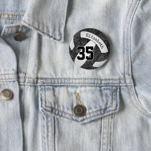 girly black white volleyball team spirit gifts 6 cm round badge