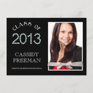 Girly Bling Diamond Grad 2013 Photo and Ribbon Invitation