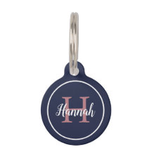 Girly Blue and Pink Script Monogram Name