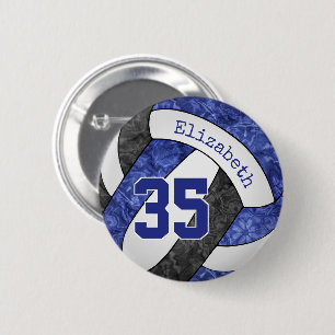 girly blue black volleyball club team colours  6 cm round badge