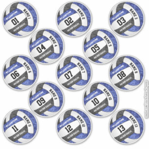girly blue black volleyball player names set 13