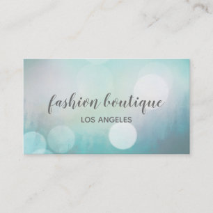 Girly Blue Bokeh Glitter Modern Fashion & Beauty Business Card