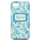 Girly Blue Floral Personalised