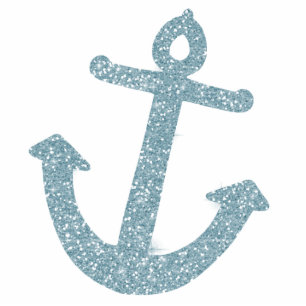 Girly Blue Glitter Anchor Standing Photo Sculpture