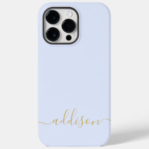 Girly Blue Monogram Modern Script Personalised Case-Mate iPhone 14 Pro Max Case