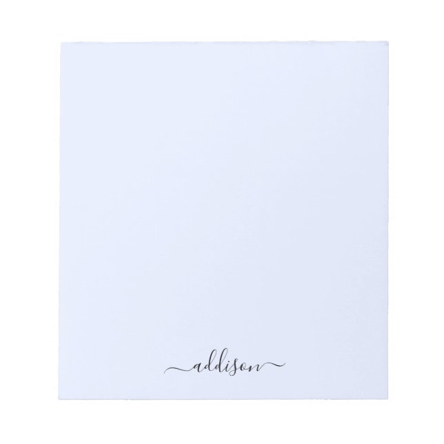 Girly Blue Monogram Modern Script Personalised Notepad (Front)