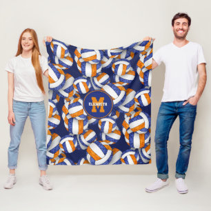 girly blue orange volleyball team colors fleece blanket