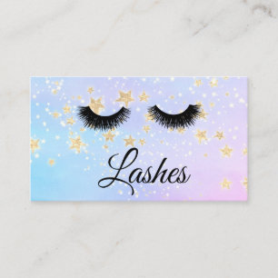 *~* Girly BLUE PINK Lashes Extensions Glitter Business Card