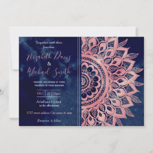 Girly Blue Pink Mandala Floral  Invitation