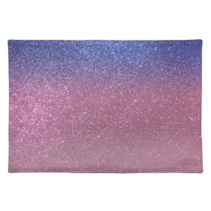 Girly Blue Pink Sparkly Glitter Ombre Gradient Placemat