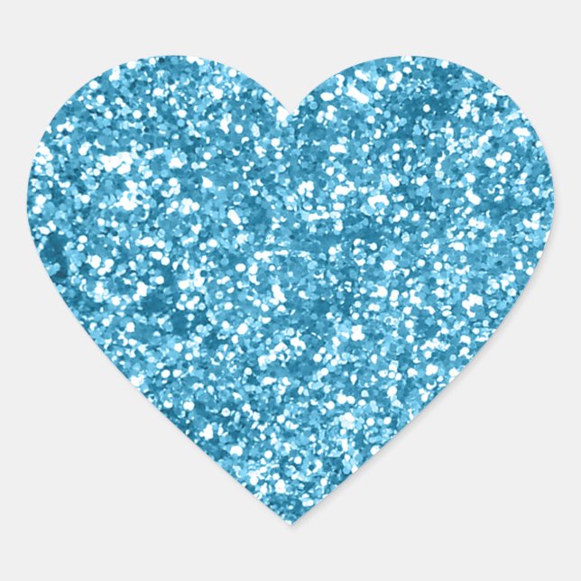 Girly Blue Sparkle Glitter Look Heart Sticker (Front)