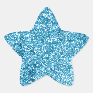 Girly Blue Sparkle Glitter Look Star Sticker