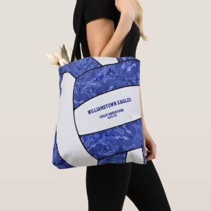 girly blue white team colours volleyball coach nam tote bag