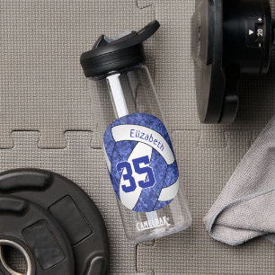 girly blue white volleyball team colours  water bottle