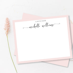 Girly Blush Elegant Calligraphy Script Note From Card