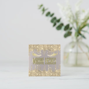 Girly Blush Gold Glit Eye Drips Artist Makeup SPA Square Business Card