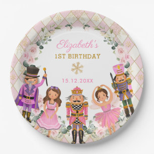 Girly Blush Nutcracker Birthday Party Baby Girl Paper Plate