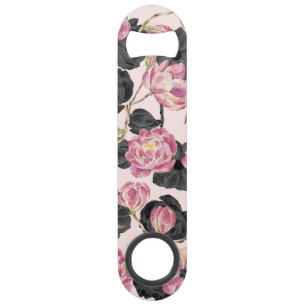 Girly Blush Pink and Black Watercolor Flowers