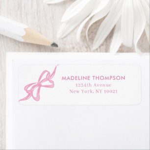 Girly Blush Pink Bow Ribbon Return Address