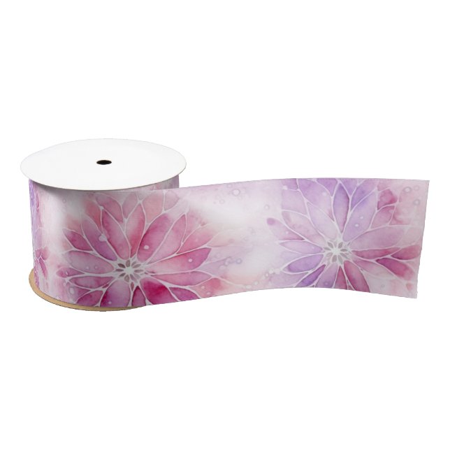 Girly Blush Pink Chic Lavender Floral Birthday Satin Ribbon (Spool)