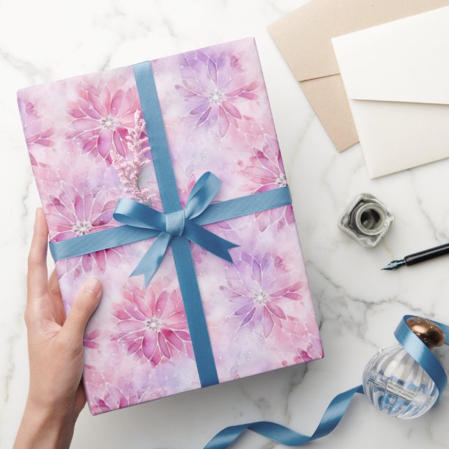 Girly Blush Pink Chic Lavender Floral Birthday Wrapping Paper (Gifting)