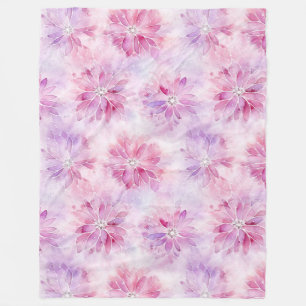 Girly Blush Pink Chic Lavender Floral   Fleece Blanket