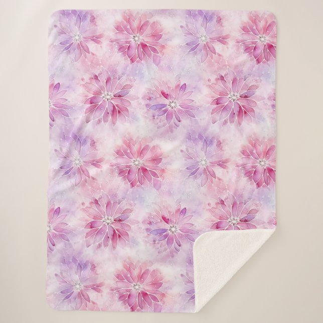Girly Blush Pink Chic Lavender Floral   Sherpa Blanket (Front)