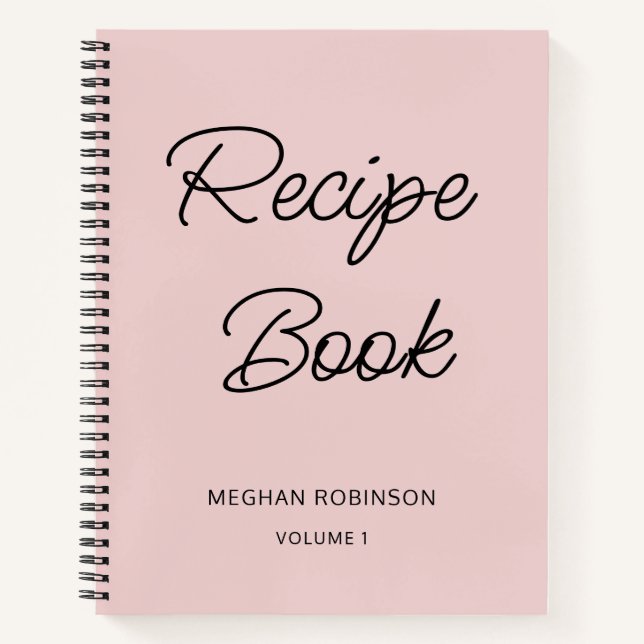Girly Blush Pink Cookbook Personalised Recipe Notebook (Front)