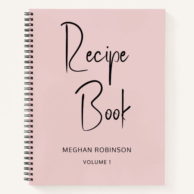 Girly Blush Pink Cookbook Personalised Recipe Notebook (Front)