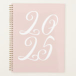 Girly blush pink custom script year typography planner<br><div class="desc">Girly blush pink and white custom script year typography cute stylish elegant Planner.
Fully customisable white script text,  blush pink solid plain background.
You can personalised it with your initials,  monogram,  year,  etc or just delete the text,  and leave the blush pink solid plain colour.</div>