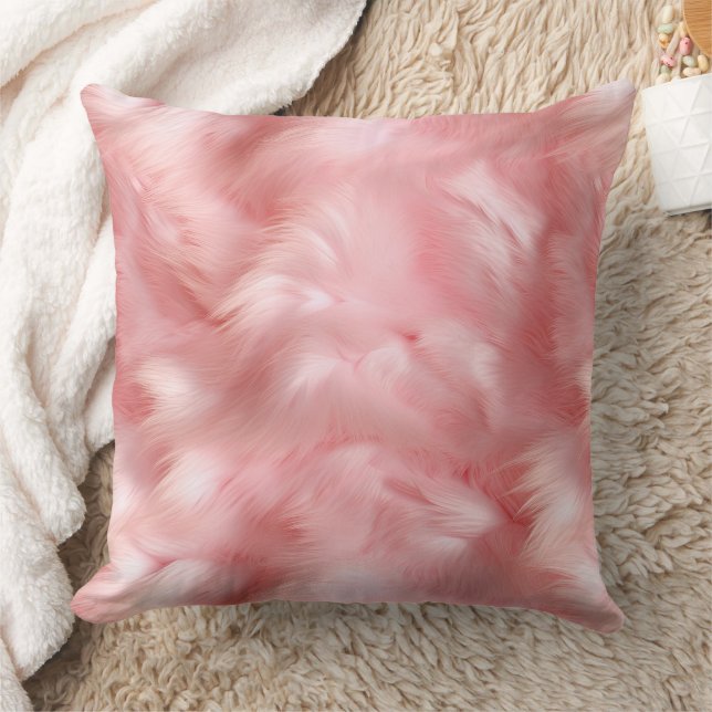 Girly Blush Pink Faux Fur Wrapping Paper Cushion (Blanket)