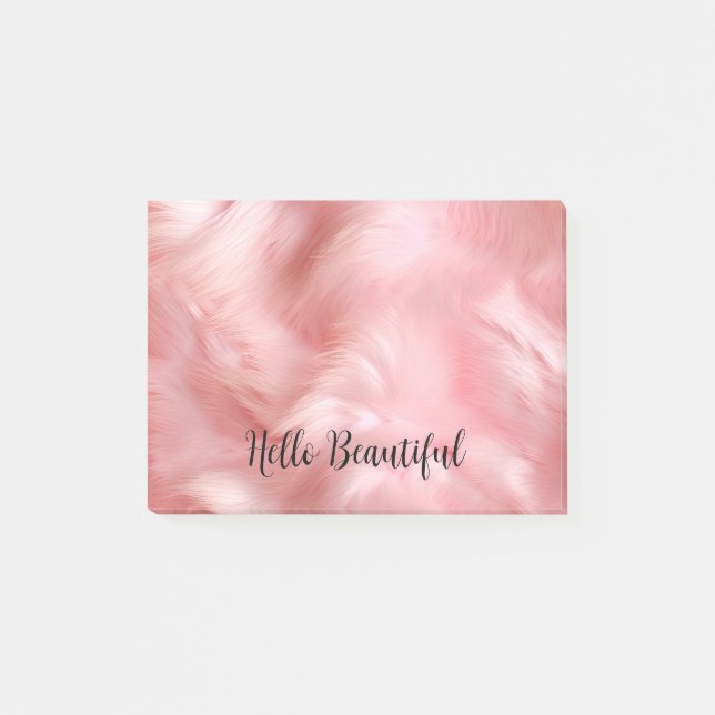 Girly Blush Pink Faux Fur Wrapping Paper Post-it Notes (Front)