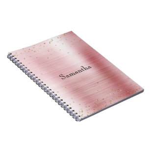 Girly Blush Pink Glam Gold Sparkle Confetti Notebook