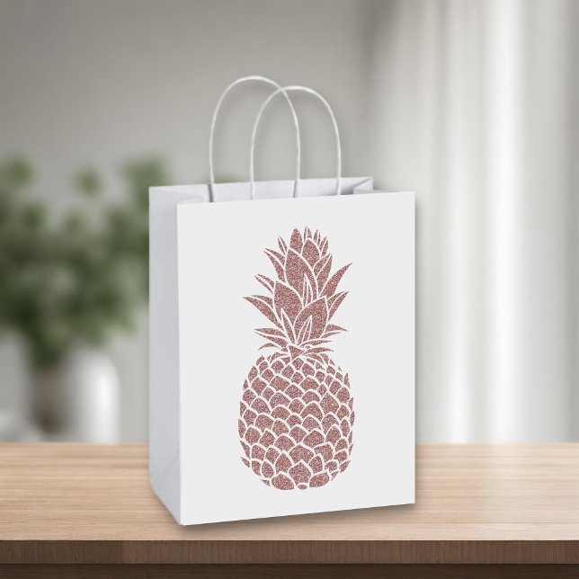 Girly Blush Pink Glitter Pineapple Medium Gift Bag (Girly Blush Pink Glitter Pineapple Medium Gift Bag)