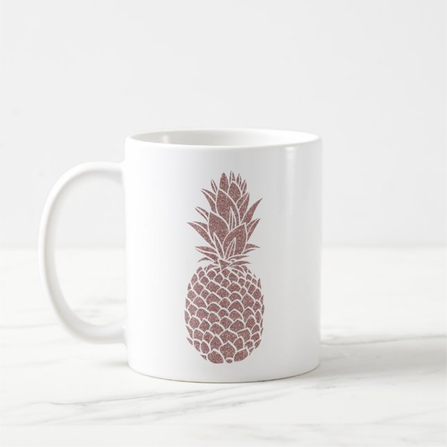 Girly Blush Pink Glitter Pineapple Sparkle Coffee Mug (Left)
