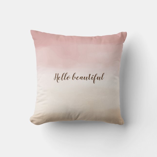Girly Blush Pink Gold Cream Ombre Cushion (Front)