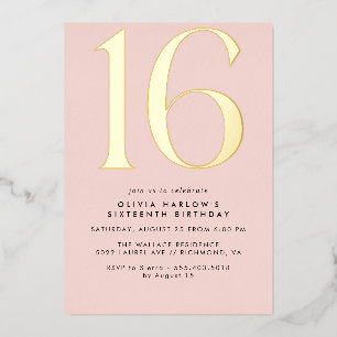 Girly Blush Pink & Gold   Glam Sweet 16th Birthday