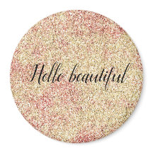 Girly Blush Pink Gold Glitter Print    