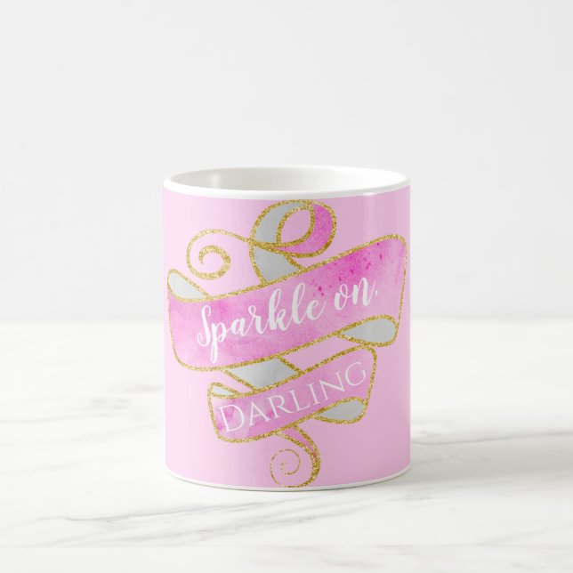 Girly Blush Pink Gold Glitter Sparkle On, Darling Coffee Mug (Center)