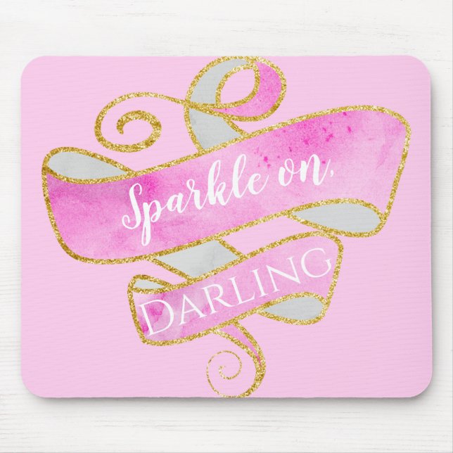 Girly Blush Pink Gold Glitter Sparkle On, Darling Mouse Mat (Front)