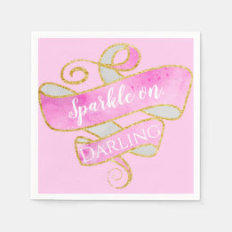 Girly Blush Pink Gold Glitter Sparkle On, Darling Napkin