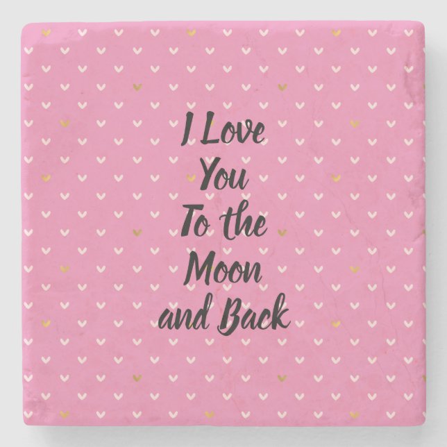 Girly Blush Pink Gold Hearts Stone Coaster (Front)