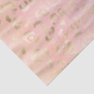Girly Blush Pink Gold Leopard Animal Tissue Paper
