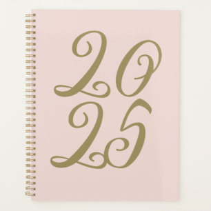 Girly blush pink gold script year typography planner