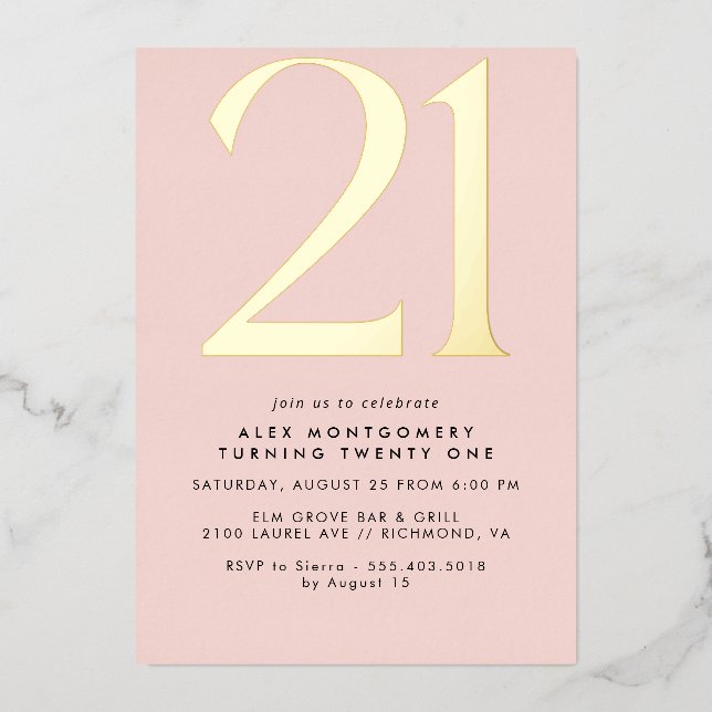 Girly Blush Pink & Gold | Women's 21st Birthday (Front)