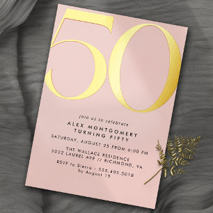 Girly Blush Pink & Gold   Women's 50th Birthday