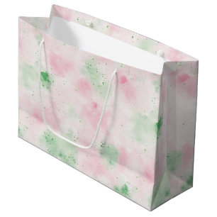 Girly Blush Pink Green Abstract Birthday Large Gift Bag