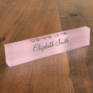 Girly Blush Pink Metallic Nameplate