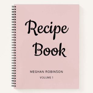 Girly Blush Pink Monogram Cookbook Recipe Notebook